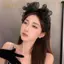 PNPIA- Thời Trang Hàn Quốc Retro Lưới Nơ Lớn Phụ Kiện Tóc Nữ Orility Xù Edge Stylist Phụ Kiện Tóc Vòng