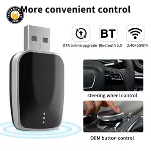 {TB & Bag} Bộ chuyển đổi tự động Android CarPlay không dây 2in1 AI Mini Box Plug & Play Kết nối tự động có thể điều chỉnh với 99% ô tô cho đài phát thanh ô tô.