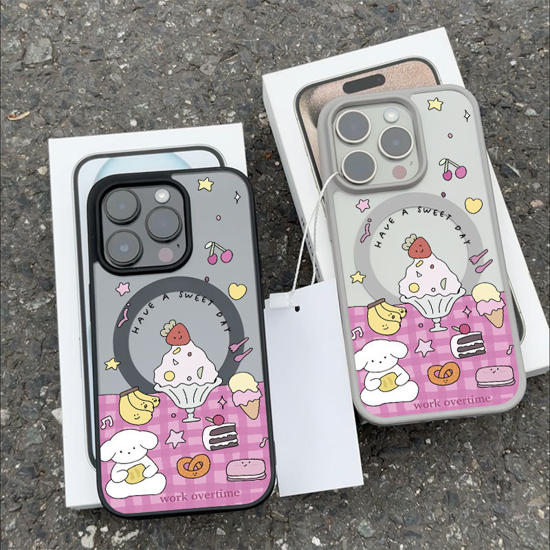Ốp bảo vệ iPhone, họa tiết cún con tráng miệng, sạc từ tính - iP 7/8/X/XS/11/12/13/14/15/16/17/Plus/Pro/Max/Air