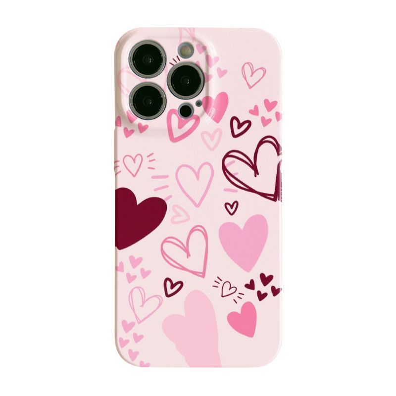 Ốp Điện Thoại Graffiti Trái Tim Tình Yêu QYJS Thích Hợp Cho IPhone 16 15 14 13 ProMax 12 PRO 17 AIR 11 7 8 PLUS XR XSMAX Ốp Lưng Cứng Niche Film Cao Cấp Phong Cách Mỏng