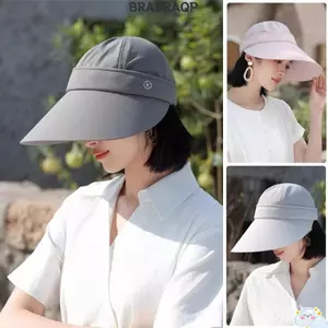 Mũ mùa hè dành cho nữ BRABRABRAA, Mũ có thể tháo rời Mũ chống nắng có thể gập lại, Chống tia cực tím có dây kéo Mũ che vành lớn