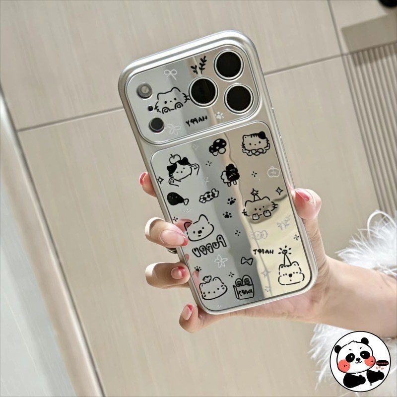 Ốp Điện Thoại Gương Bạc Puppy Cho Xiaomi 17 Pro Max 15 15T 14 14T 13 13T 12 Ultra 12T 12S 12X Mi 11 11X 11i Pro Lite 5G 4G Vỏ Sang Trọng Hoạt Hình Dễ Thương Chó Mèo Ins Phong Cách Vỏ Mềm