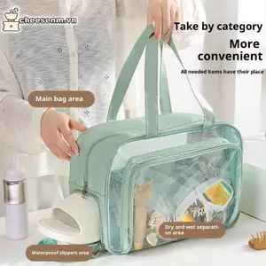 Cheenm Ướt Và Khô Tách Thể Dục Túi Giặt Chống Thấm Nước Du Lịch Bơi Túi Bảo Quản PU Cầm Tay Túi Đựng Mỹ Phẩm Di Động VN