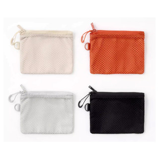 Túi bảo quản đôi dây kéo Nhật Bản, lưới tái chế, sợi polyester, thoáng khí, du lịch nhỏ gọn