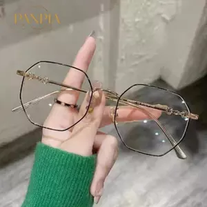 PNPIA- Kính Mắt Đa Giác Chống Ánh Sáng Xanh Nam Nữ Kính Mắt Khung Lớn Unisex Kính Mắt