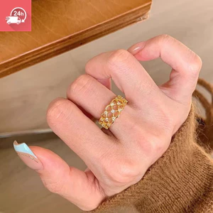 Nhẫn nữ đa năng phong cách cổ điển kiểu Pháp rỗng ren đầy sao