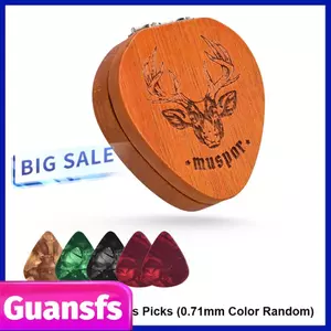 Guansfs Muspor MX0379D 5 Cây đàn guitar bằng gỗ gụ có hộp đựng đồ Tam giác cổ điển 0,71mm Màu sắc ngẫu nhiên Phụ kiện cho đàn guitar acoustic điện bass Ukulele