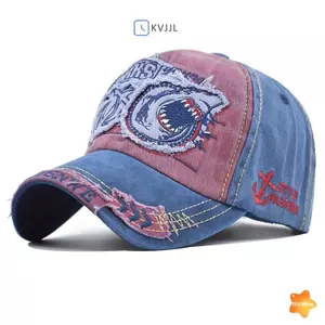 5 Màu Thêu Màu Cá Mập Áo Vintage Giặt Cotton Mũ Bóng Chày Nam Nữ Ngoài Trời Mới