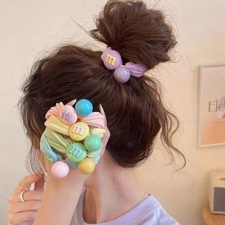 Dây buộc tóc đính hạt chữ cái nhiều màu sắc như kẹo, dây buộc tóc co giãn tốt dành cho bé gái, dùng để buộc tóc đuôi ngự
