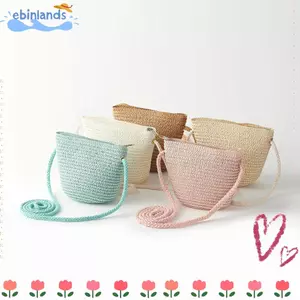 Túi đi biển trẻ em EBINLANDS, Túi cói dung tích lớn đơn giản, Ống hút hợp thời trang Tay cầm mềm Túi đeo vai đơn Du lịch