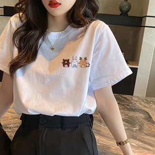 （Giao hàng 24h）Angela Áo Thun Cotton 4 Chiều In Hình 3 Gấu Trắng Hàn Quốc