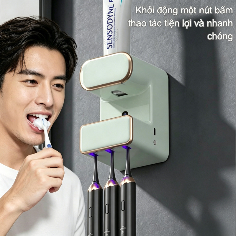 Máy tiệt trùng bàn chải đánh răng UV KLS-958, cảm biến thông minh, bộ phân phối kem đánh răng tự động