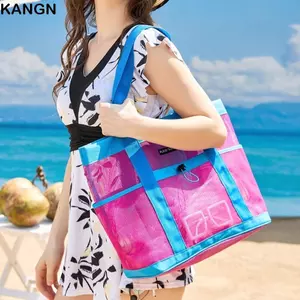 Túi Bơi KANGN, Túi Đi Biển Dung Tích Lớn Dây Rút, Di Động Nhanh Khô Nhiều Túi Lưới Túi Rửa Bãi Biển