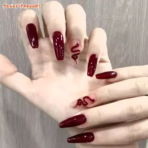 FAVORITEGOODS Móng Tay Giả Pháp, Đầu Vuông Full Cover Ballerina Móng Tay Giả, Có Thể Tháo Rời Đeo Làm Móng Tay Bấm Vào Móng Tay Nữ