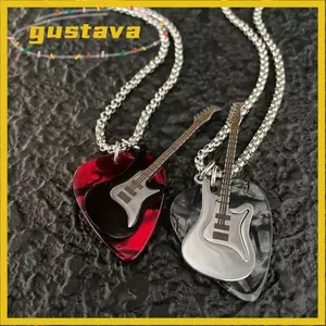 GUSTAVA Trang Sức Unisex Cổ Hombre Guitar Chọn Pendent Vòng Cổ, Thời Trang Thép Không Gỉ Hip-Hop Dây Xích Collier Phụ Kiện Dành Cho Nữ