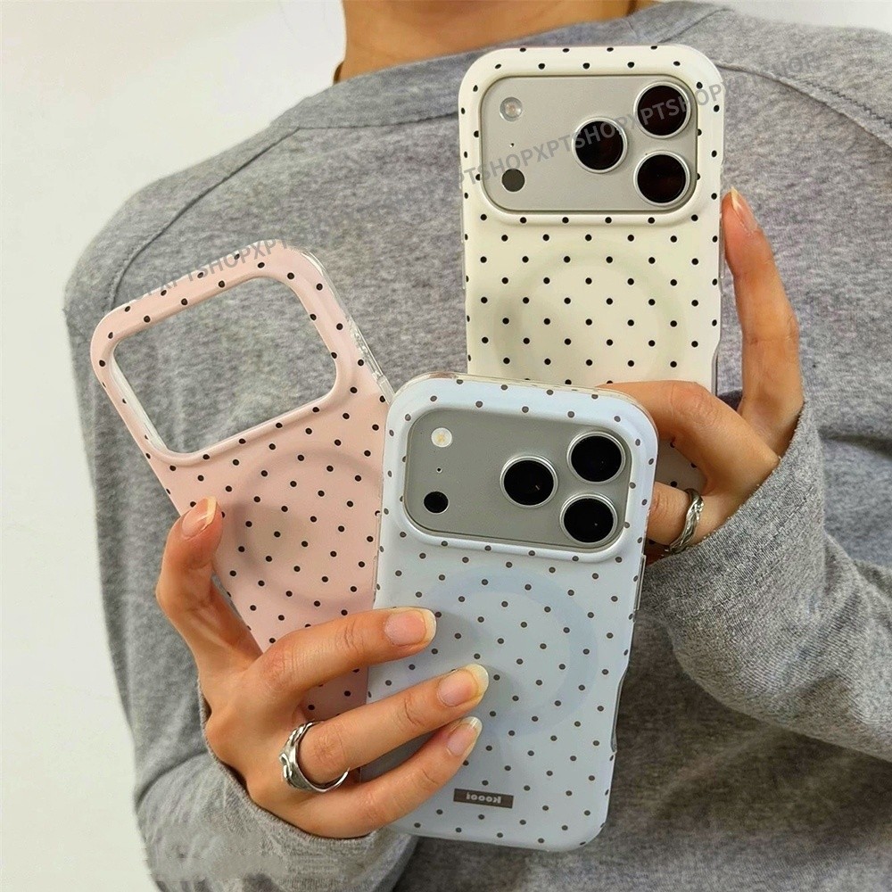 Ốp điện thoại Acrylic chấm toàn màn hình từ tính cho iPhone 17 Pro Max 16 15 14 13 Vỏ bảo vệ chống sốc