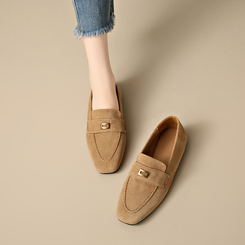 Atikota Nữ Retro Loafers Tối Giản Khóa Kim Loại Trang Trí Đế Đế Mềm Thoải Mái Thường Ngày Đi Lại Giày Nữ