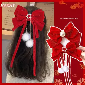 HFSHY Đỏ Nhung Nơ Tóc Trang Trí Giáng Sinh Năm Mới Phụ Kiện Kẹp Tóc Cho Nữ Bé Gái VN