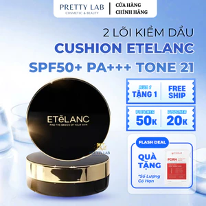 Cushion ETELANC SPF50+ PA+++ Tone 21 Kèm 2 Lõi Kiềm Dầu, Che Phủ Tự Nhiên, Không Lem Dính