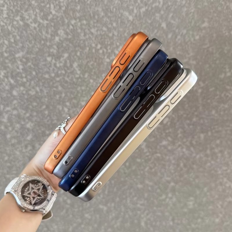 Ốp điện thoại mờ trong suốt cho iPhone 17 Pro 17 Air 16 15 14 13 Pro Max Bảo vệ toàn bộ ống kính Khung màu kim loại