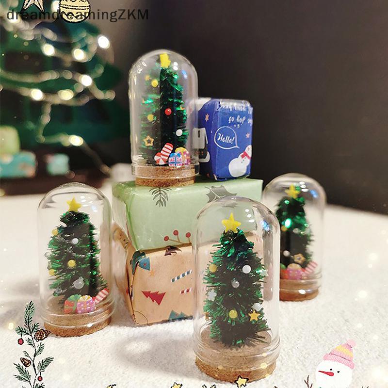 [dreamdreaming] 1: 12 Nhà búp bê Thủy tinh thu nhỏ Cây thông Noel Trang trí kính Búp bê Chai Giáng sinh Mô hình Trang trí nhà búp bê [zkm]