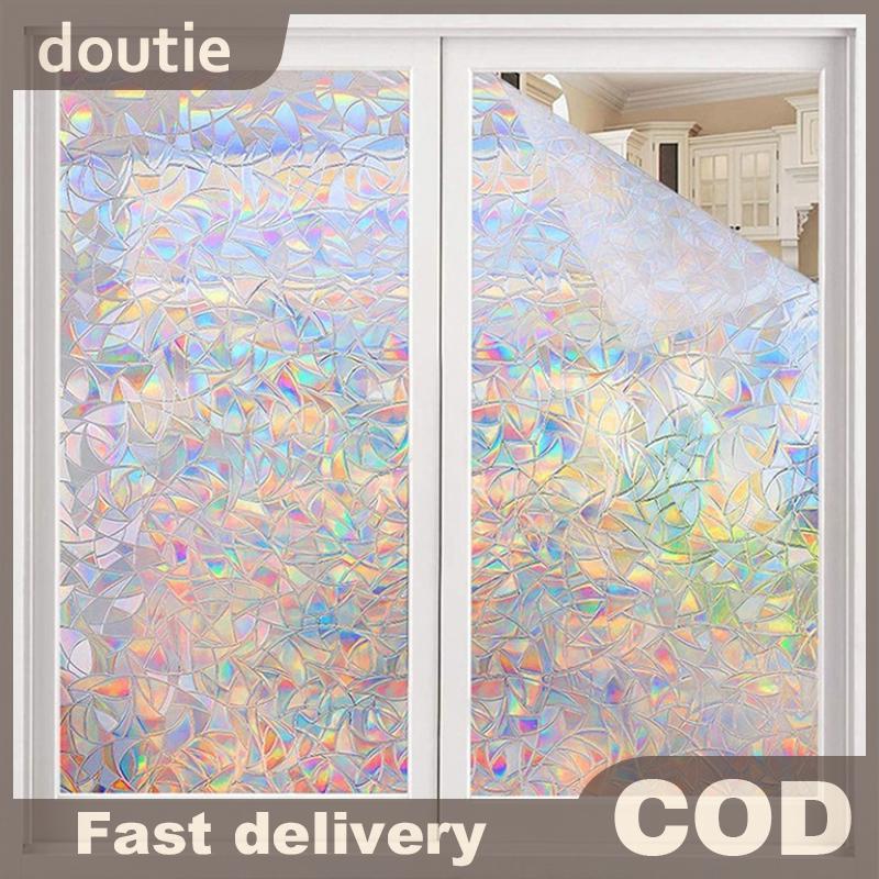 Doutie 3D Hiệu Ứng Cầu Vồng Phim Cửa Sổ Kính Màu Tự Dính Phim Tĩnh Bám Cửa Sổ Dán Nhiệt Chống Tia UV VN