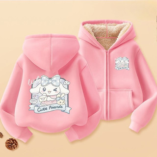Trẻ em Cinnamoroll Lông Cừu Zip Áo Khoác Hoạt Hình Dễ Thương Có Mũ Trùm Đầu Mềm Mại Ấm Áp Áo Khoác Ngoài Trời Thường Ngày