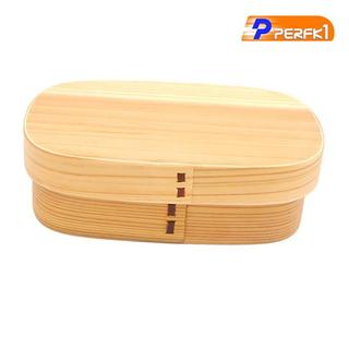 Hộp Bento bằng gỗ tự nhiên Hộp đựng thức ăn nhẹ cắm trại dã ngoại với 3 ngăn, phong cách Nhật Bản