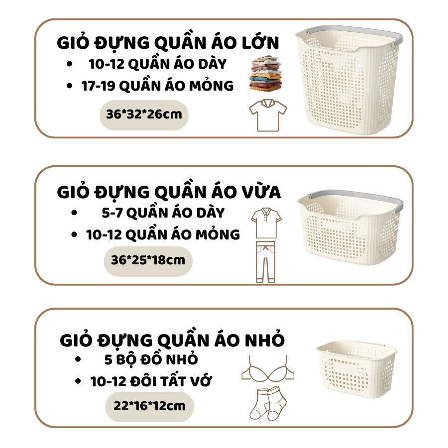 Giỏ Nhựa Đựng Quần Áo Gia Đình ENODA HOME, Giỏ Đựng Quần Áo Bẩn, Đồ Giặt Là 3 Kích Thước Nhựa PP Bền Đẹp Q480