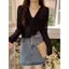 Áo Khoác Cardigan Len Mỏng Dáng Ngắn Cổ V Dệt Kim Áo Len Quảng Châu Kèm Ảnh Thật