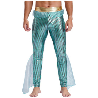 Yhong Nam Nàng Tiên Cá Quần Vua Biển Trang Phục Co Giãn Eo Kim Loại Sáng Bóng Cá In Quần Legging Cho Halloween Cosplay