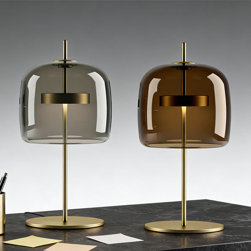 Đèn bàn thủy tinh Bắc Âu, Đèn bàn Led cắm vào phong cách Bauhaus hiện đại, Phòng khách, Học tập, Đèn trang trí quầy Bar