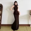 Cutenew Dây Đầm Maxi Gợi Cảm Tắt Vai Hình Eo Bodycon Thanh Lịch Nữ Mùa Hè Tính Khí Phong Cách
