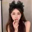 PNPIA- Thời Trang Hàn Quốc Retro Lưới Nơ Lớn Phụ Kiện Tóc Nữ Orility Xù Edge Stylist Phụ Kiện Tóc Vòng