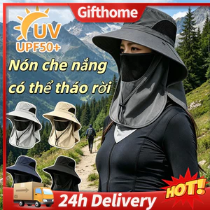 ✈️Giao Hàng 24h✈️ Mũ chống nắng vành rộng Mũ xô thoáng khí có nắp đậy mặt có thể tháo rời Câu cá đi bộ đường dài Mũ chống nắng