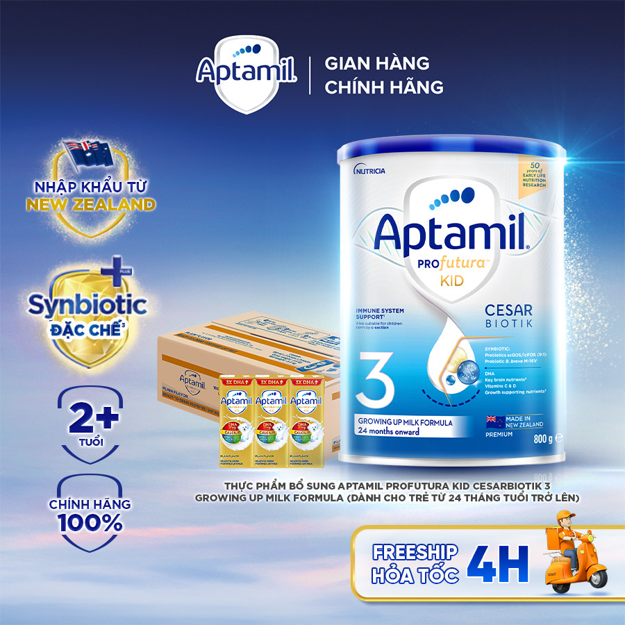 [MUA LÀ CÓ QUÀ] Combo 1 Sữa bột Aptamil Profutura Kid New Zealand số 3 (800g) + 1 thùng sữa nước Aptamil KID/Gold