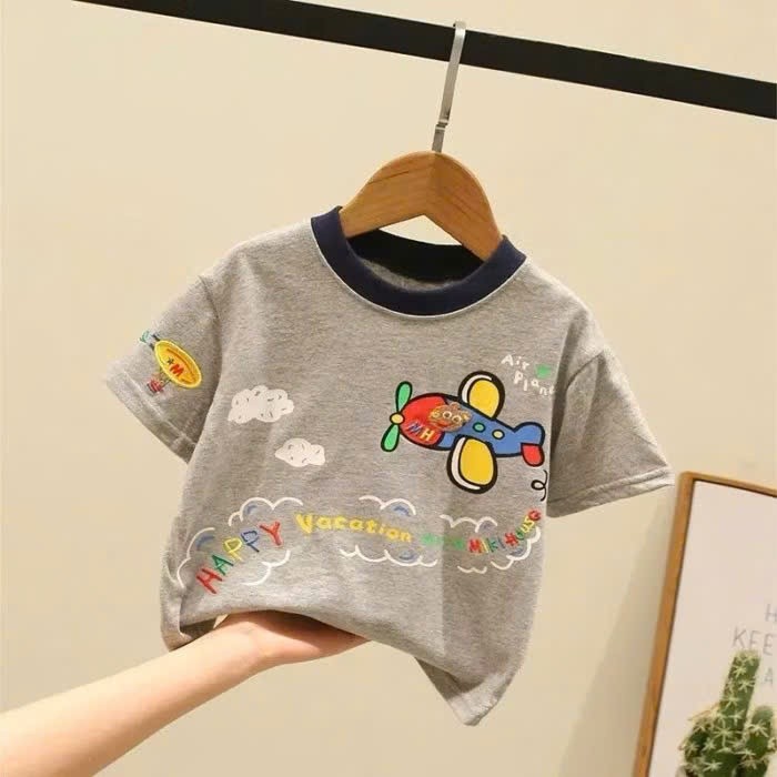 Aó Thun Bé Trai - Bé Gái Máy Bay QC52 K.Kid Áo Phông Chất Cotton Mềm Mát Size 8-20kg