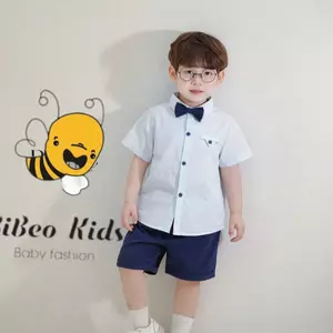 Bộ quần áo SƠ MI CÔNG TỬ KÈM NƠ CHO BÉ TRAI, Bộ quần áo đi học đi chơi cho bé