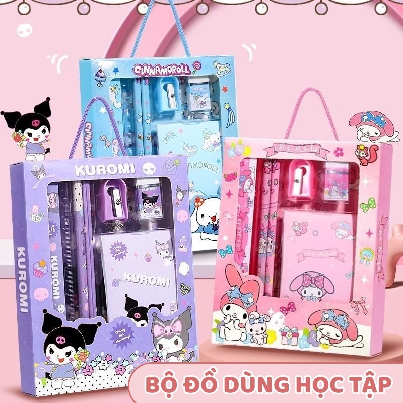 Bộ quà 1/6 thiếu nhi cho bé gái bút chì hoạt hình đáng yêu lớp 1 đồ dùng học tập an toàn hot