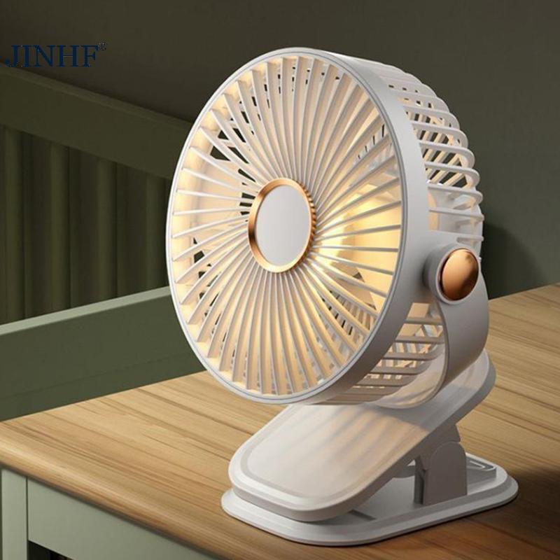 Quạt Bàn Di Động Mini JINHF Xoay 360 Độ USB Sạc Kẹp Để Bàn Quạt Làm Mát Cho Xe Đẩy Bé Văn Phòng Học Tập Du Lịch HOT