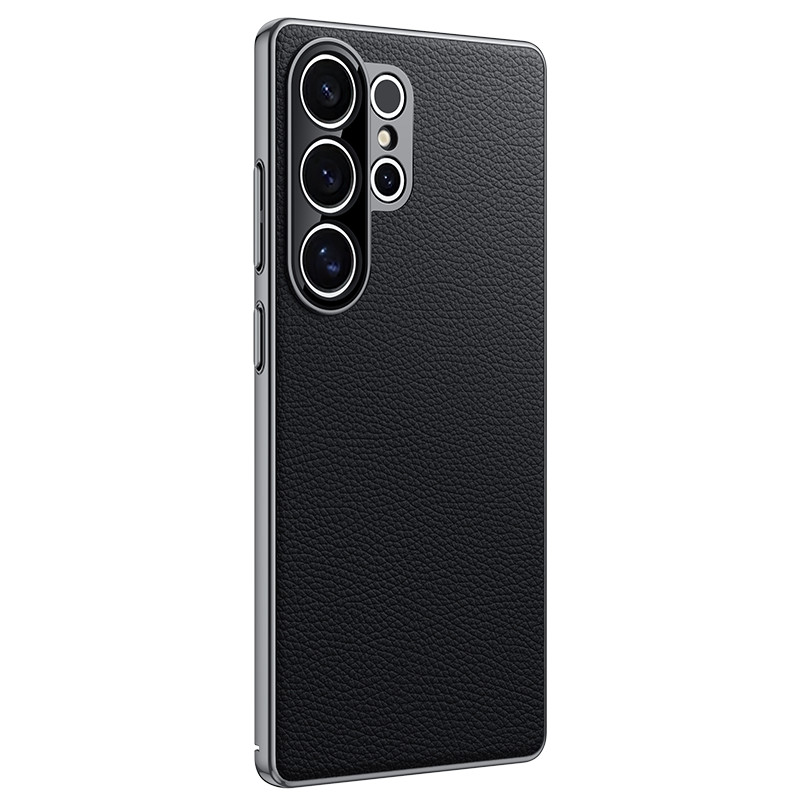 Ốp lưng mạ điện bằng da thật + PC cho Samsung Galaxy S26 S25 S24 Ultra S25 + S24 + Vỏ điện thoại chống sốc bảo vệ Camera