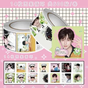 500 Chiếc Cheng Yi Vuông Thẻ Ins Thẩm Mỹ Cuộn Dán Kiwi Quạt Hỗ Trợ Ngoại Vi DIY Sổ Lưu Niệm Thủ Công Tiếp Liệu