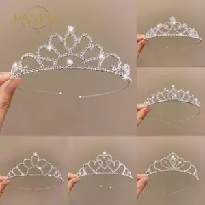 PNPIA- Vương Miện Cô Dâu Vàng Cưới Phụ Kiện Tóc Pha Lê Đính Kim Cương Giả Cô Dâu Cưới Tiaras Và Vương Miện Mũ Đội Đầu Trang Trí Tóc