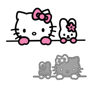 Hello Kitty Hoạt Hình Kim Loại Thép Carbon Cắt Khuôn DIY Vải Album Ảnh Thiệp Chúc Mừng Cắt Chết Giấy Thủ Công Sổ Lưu Niệm Dập Nổi Khắc Bản Mẫu