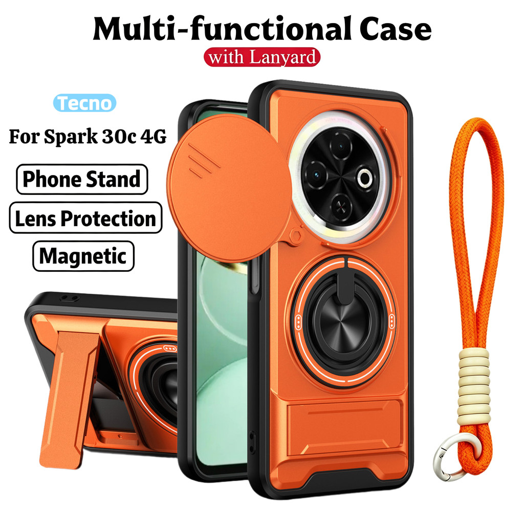Ốp Điện Thoại Đa Năng Sang Trọng Thích Hợp Cho Infinix Tecno Spark 30C 30 Pro 4G 5G Dây 360°Giá đỡ vòng có vỏ máy ảnh Vỏ bảo vệ toàn diện chống sốc