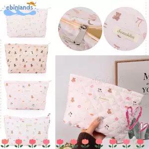 EBINLANDS Trang điểm, Túi đựng mỹ phẩm nữ màu hồng mềm mại và thoáng khí, Túi đựng đồ du lịch bằng vải hai lớp bền bỉ