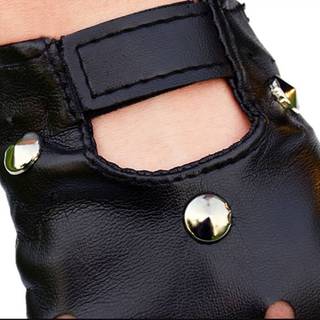 [PCW-T] Găng tay ngắn không ngón bằng da Bla Rivets Stud Găng tay nửa ngón thời trang