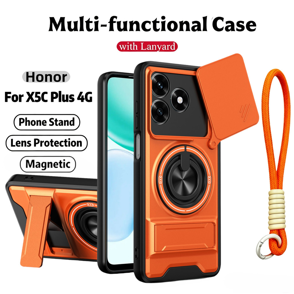 Ốp Điện Thoại Đa Năng Sang Trọng Thích Hợp Cho Honor X5C Plus X6 X7 X8 X9 10A 4G Dây 360°Giá đỡ vòng có vỏ máy ảnh Vỏ bảo vệ toàn diện chống sốc