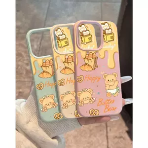 Gấu bơ màu vàngVân dâu áp dụng cho vỏ điện tvoại iPhone 15/16/17/11/12/13/14
