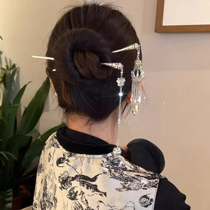 WHX-New Phong Cách Trung Hoa Kẹp Tóc Phong Cách Retro Kẹp Tóc Cuộn Dây Kẹp Tóc Bước Lắc Tua Rua Cổ Kẹp Tóc